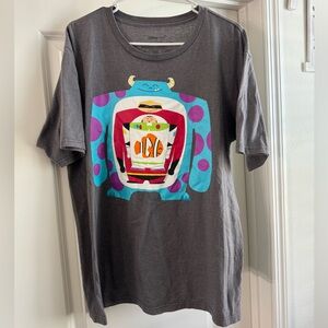 Disney Gray Graphic T-Shirt with Pixar Characters